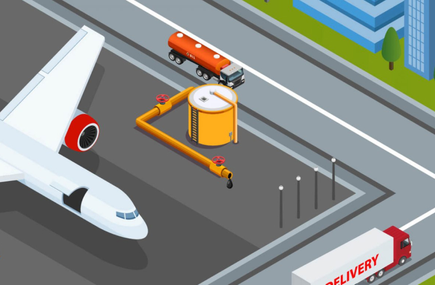 Illustration of various forms of transportation in a city